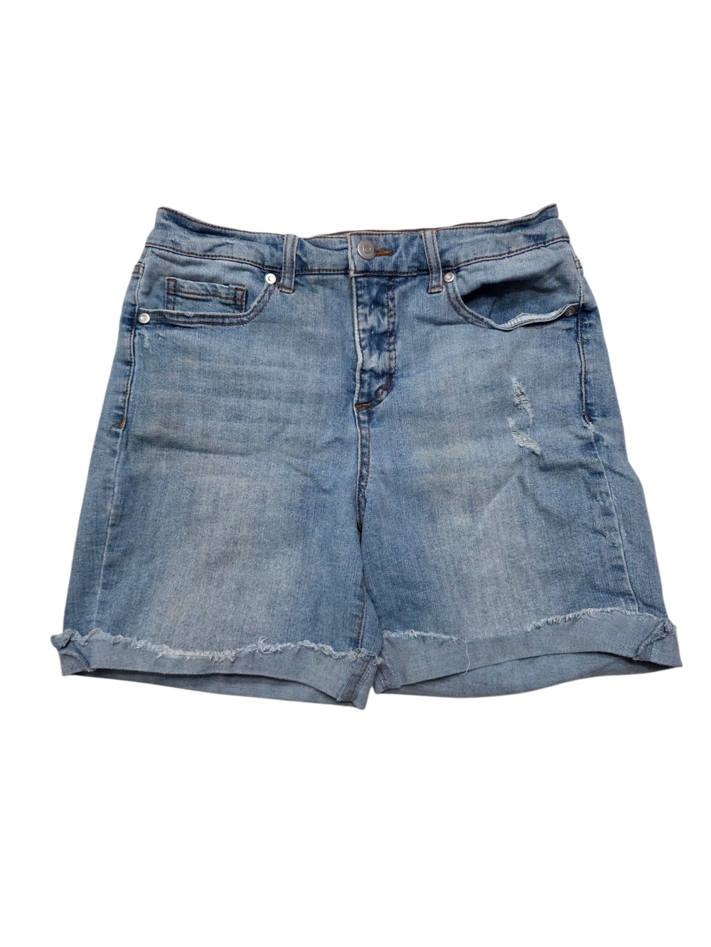 Energie Women's Washed Blue Denim Rolled-Hem Bermuda Shorts